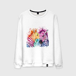 Свитшот хлопковый мужской Zebras, цвет: белый