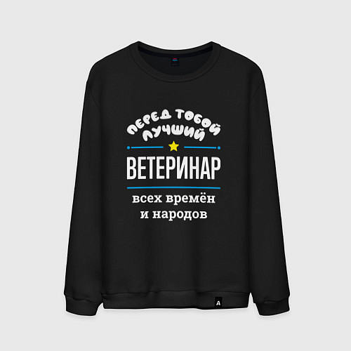 Мужской свитшот Перед тобой лучший ветеринар всех времён и народов / Черный – фото 1