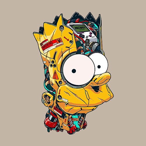 Мужской свитшот Cyber-Bart - Simpsons family / Миндальный – фото 3