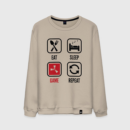 Мужской свитшот Eat - sleep - Rust - repeat / Миндальный – фото 1