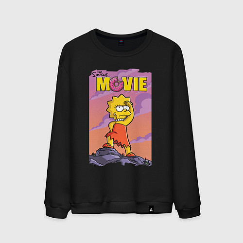 Мужской свитшот Lisa Simpson смотрит в даль - movie / Черный – фото 1