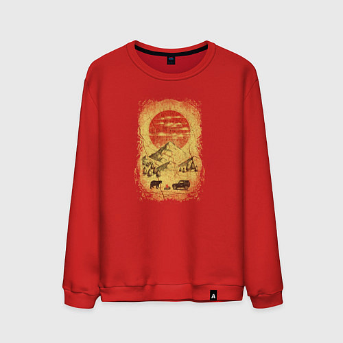 Мужской свитшот Бездорожье и медведи / Красный – фото 1