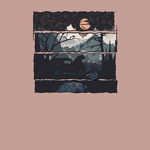 Мужской свитшот Внедорожник и медведь / Пыльно-розовый – фото 3