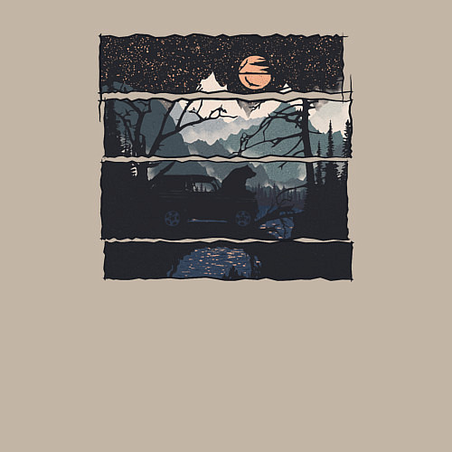 Мужской свитшот Внедорожник и медведь / Миндальный – фото 3