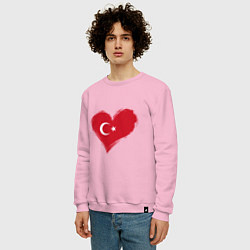 Свитшот хлопковый мужской Сердце - Турция, цвет: светло-розовый — фото 2