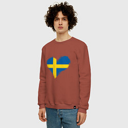 Свитшот хлопковый мужской Сердце - Швеция, цвет: кирпичный — фото 2