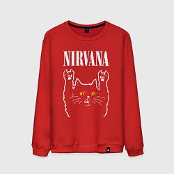 Свитшот хлопковый мужской Nirvana rock cat, цвет: красный