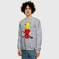 Свитшот хлопковый мужской Bart Simpson - devil, цвет: меланж — фото 2