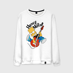 Свитшот хлопковый мужской Барт Симпсон - гитарист - heavy metal, цвет: белый