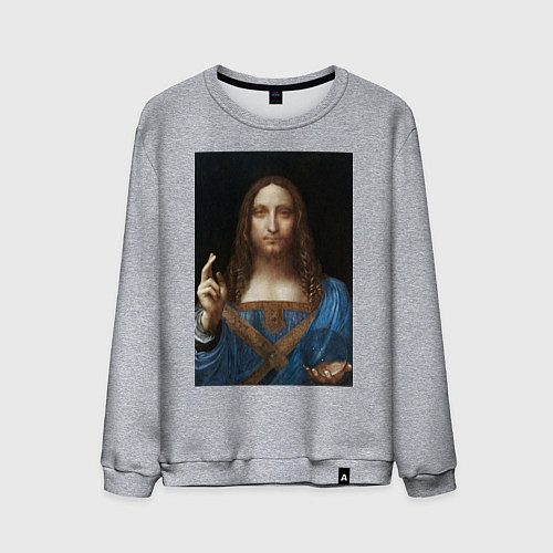 Мужской свитшот Спаситель мира Леонардо Да Винчи около 1500 / Меланж – фото 1