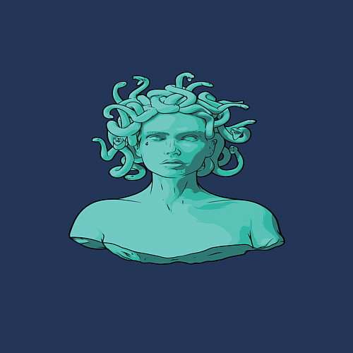 Мужской свитшот Девушка со змеями / Тёмно-синий – фото 3