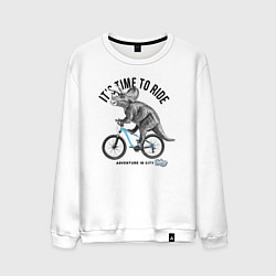 Свитшот хлопковый мужской Путешествие на велосипеде, цвет: белый