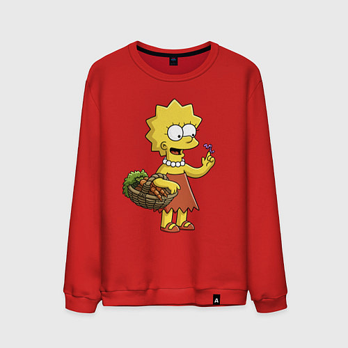 Мужской свитшот Lisa Simpson с гусеницей на даче / Красный – фото 1