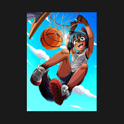 Свитшот хлопковый мужской Девочка-енот сделала слэм данк, цвет: черный — фото 2