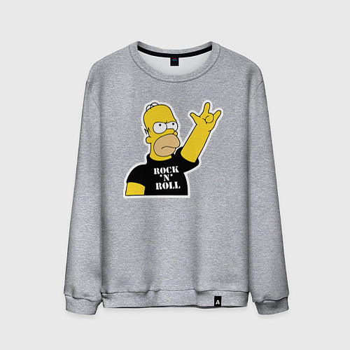 Мужской свитшот Гомер Симпсон - Rock n Roll / Меланж – фото 1
