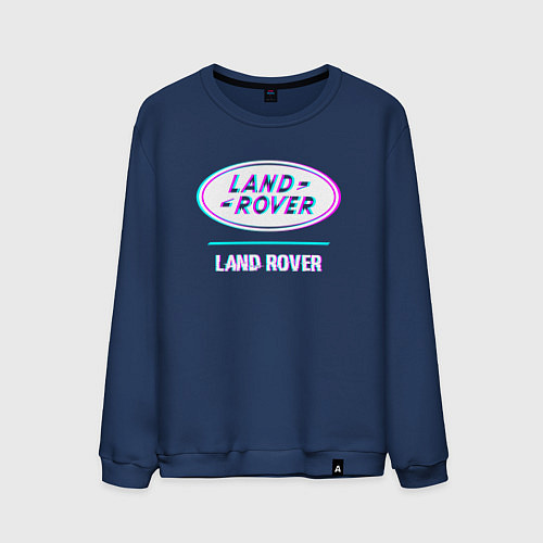 Мужской свитшот Значок Land Rover в стиле glitch / Тёмно-синий – фото 1