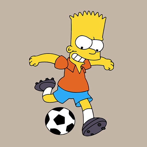 Мужской свитшот Барт Симпсон бьёт по футбольному мячу / Миндальный – фото 3