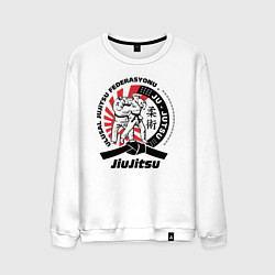 Свитшот хлопковый мужской Джиу-джитсу Jiujitsu emblem, цвет: белый