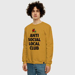 Свитшот хлопковый мужской Anti social local club, цвет: горчичный — фото 2