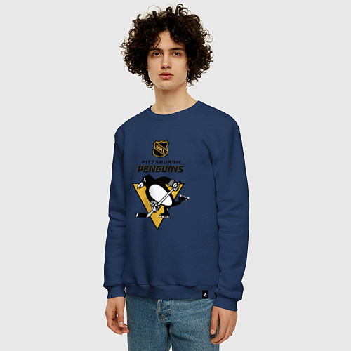 Мужской свитшот Питтсбург Пингвинз НХЛ логотип / Тёмно-синий – фото 3