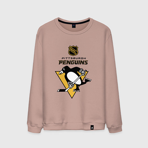Мужской свитшот Питтсбург Пингвинз НХЛ логотип / Пыльно-розовый – фото 1