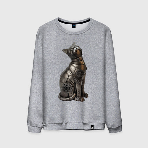 Мужской свитшот Металлическая статуэтка кошки / Меланж – фото 1
