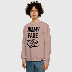 Свитшот хлопковый мужской Jimmy Page - Led Zeppelin - legend, цвет: пыльно-розовый — фото 2