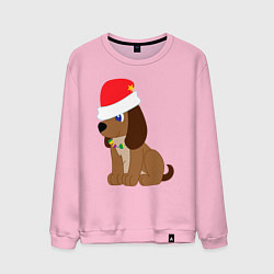 Свитшот хлопковый мужской Праздничный пёсик, цвет: светло-розовый