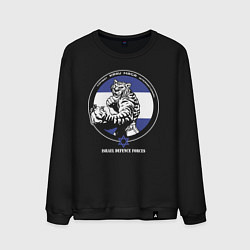 Свитшот хлопковый мужской Krav-maga emblem tiger, цвет: черный