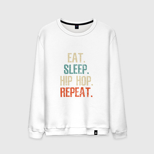 Мужской свитшот Еда, сон, хип-хоп / Белый – фото 1