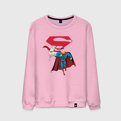 Свитшот хлопковый мужской Крипто и Супермен с лого DC Лига Суперпитомцы, цвет: светло-розовый