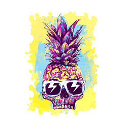 Свитшот хлопковый мужской Череп-ананас в тёмных очках - лето, цвет: белый — фото 2