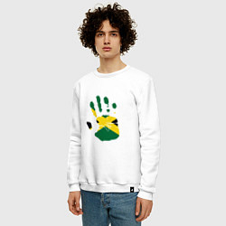Свитшот хлопковый мужской Hand Jamaica, цвет: белый — фото 2