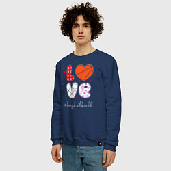 Свитшот хлопковый мужской LOVE basketball сердечки, цвет: тёмно-синий — фото 2