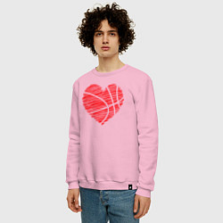 Свитшот хлопковый мужской Сердце баскетбольный мяч, цвет: светло-розовый — фото 2