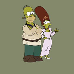 Свитшот хлопковый мужской Homer and Marge in Shrek, цвет: авокадо — фото 2