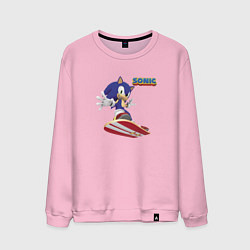 Свитшот хлопковый мужской Sonic - hedgehog - skateboarding, цвет: светло-розовый