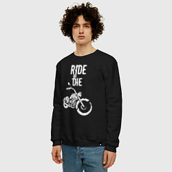 Свитшот хлопковый мужской Ride or Die винтаж, цвет: черный — фото 2