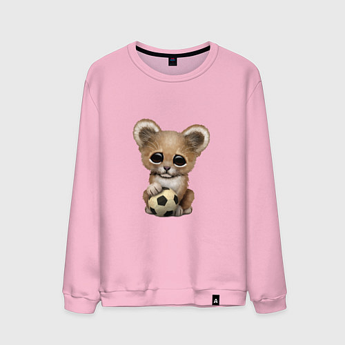 Мужской свитшот Футбол - Лев / Светло-розовый – фото 1
