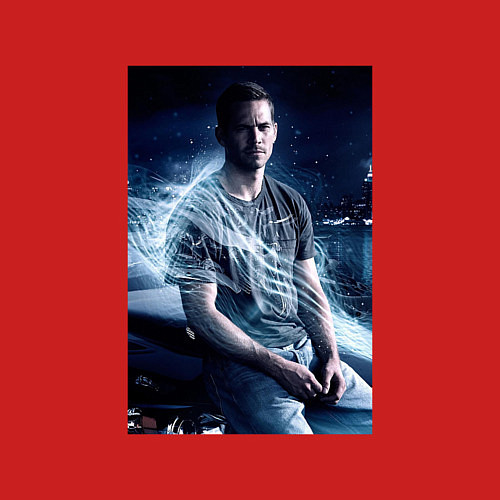 Мужской свитшот Пол Уокер на капоте / Красный – фото 3