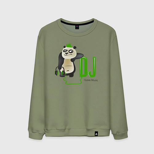 Мужской свитшот DJ панда я люблю музыку / Авокадо – фото 1