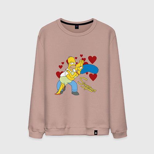 Мужской свитшот Гомер и Мардж Симпсон / Пыльно-розовый – фото 1
