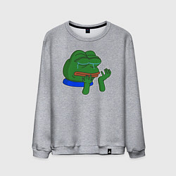 Свитшот хлопковый мужской Лягушонок Пепе в слезах, цвет: меланж
