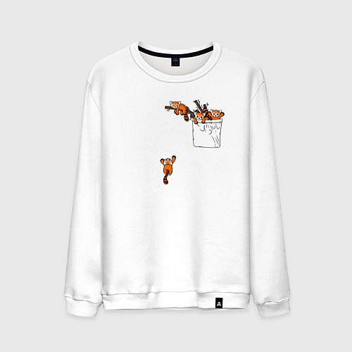 Мужской свитшот Красные панды в кармане / Белый – фото 1
