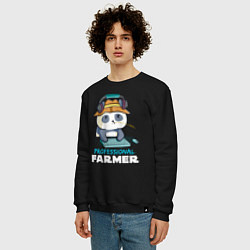 Свитшот хлопковый мужской Professional Farmer - панда геймер, цвет: черный — фото 2