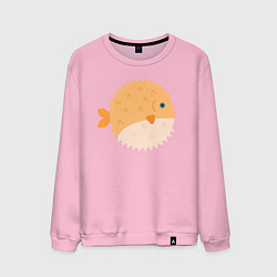 Свитшот хлопковый мужской Иглобрюхая рыба-ёж, цвет: светло-розовый