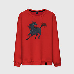 Свитшот хлопковый мужской Лошадь мустанг, цвет: красный