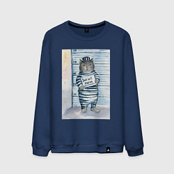 Свитшот хлопковый мужской Акварельный рисунок плохой кот, цвет: тёмно-синий