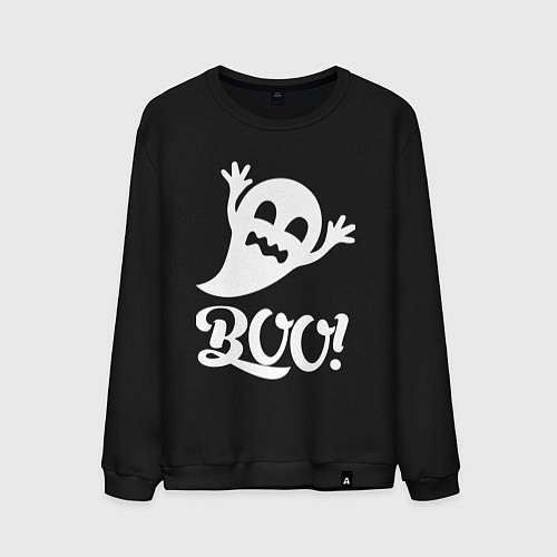 Мужской свитшот Забавный призрак - BOO! Halloween / Черный – фото 1