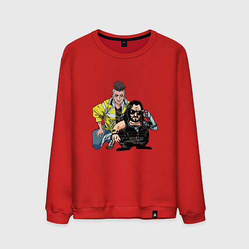 Мужской свитшот Дэвид и Сильверхенд - Киберпанк / Красный – фото 1